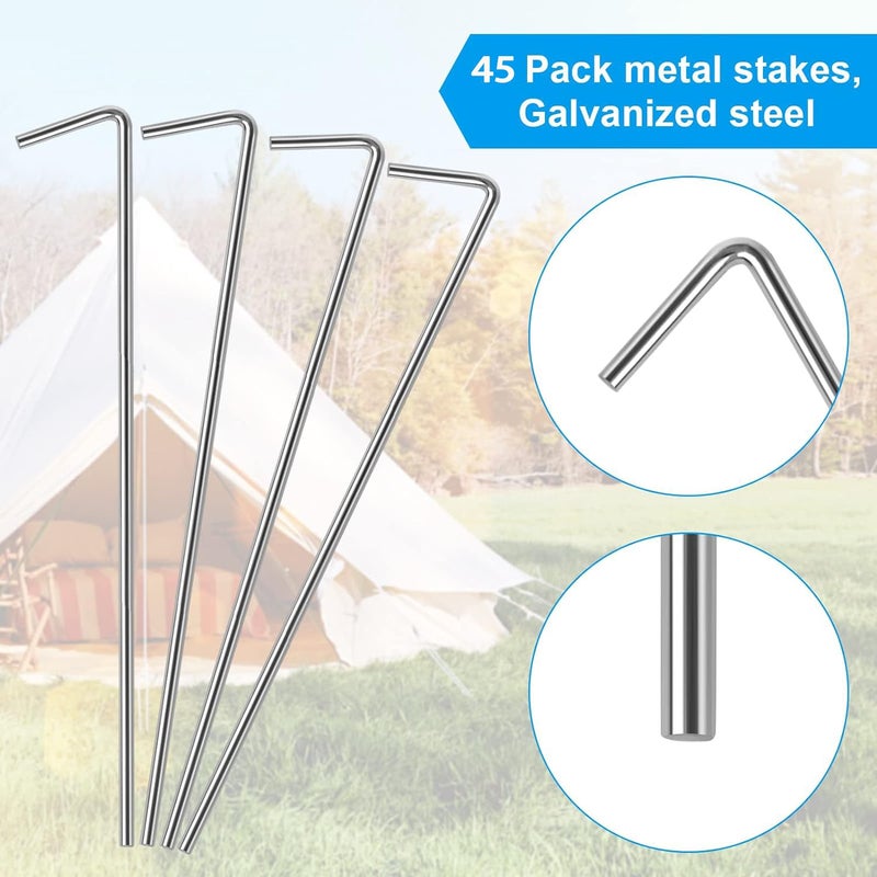 Oligei 45 Pack Tent Stakes, Stakes for Outdoor Decorations, Tent Stakes Heavy Duty, Metal Stakes, Tent Garden Stakes for Gardening & Canopies, Outdoor Christmas Decorations - Image 4